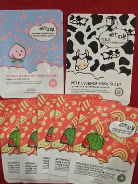 Esfolio Watermelon & Witch Hazel + Milk & Peach Essence Mask Sheet 7 ItemBundle